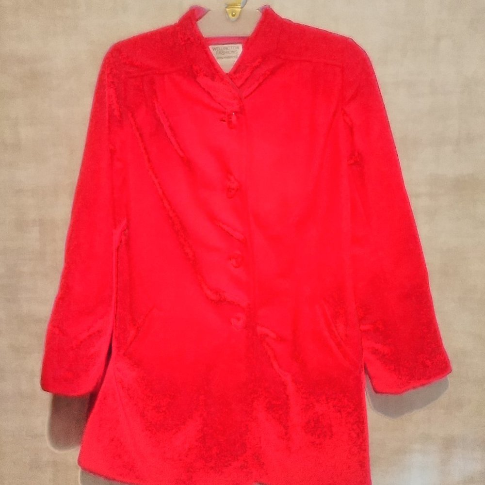 WELLINGTON FASHIONS KASHMIRACLE PETITE RED COAT